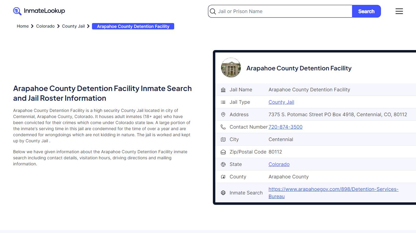 Arapahoe County Detention Facility Inmate Search, Jail Roster, Bookings ...